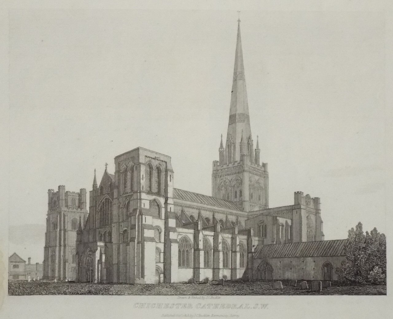 Etching - Chichester Cathedral, S.W. - Buckler